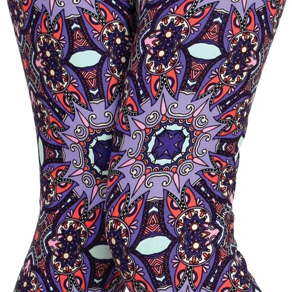 Printed Brushed Leggings - Dimension Zone - Purple - Picture 8 of 8